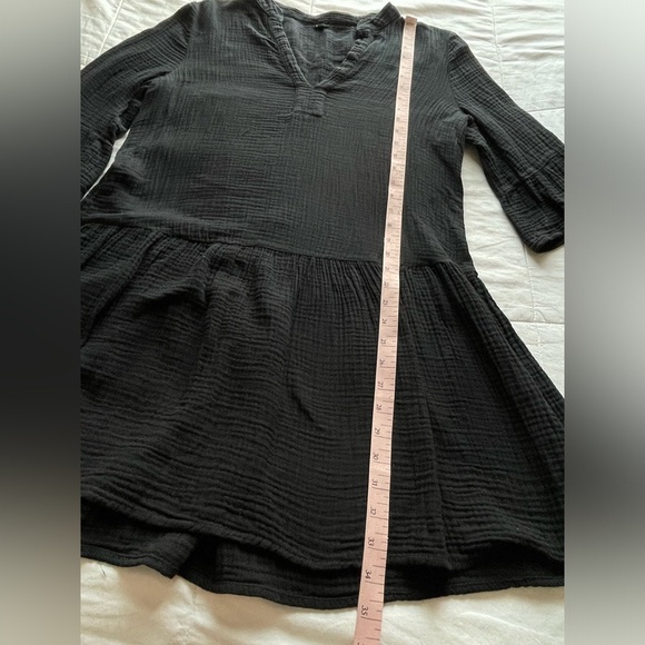 Monrow Easy Fit Black Cotton Popover Swing Dress Medium Neutral Capsule Wardrobe - Picture 7 of 10